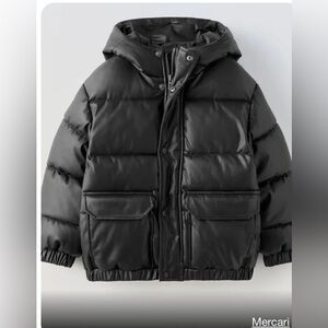 ZARA Zara Kids Boys Girls FAUX LEATHER PUFFER JACKET Coat 9-10